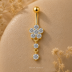 Golden Blossom Drop Dangle Belly Ring