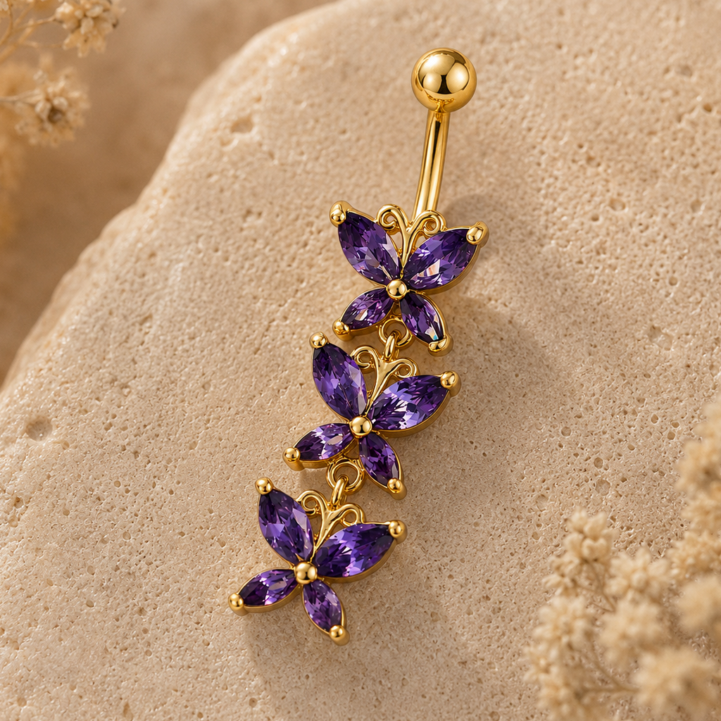 Violet Garden Dangle Belly Ring