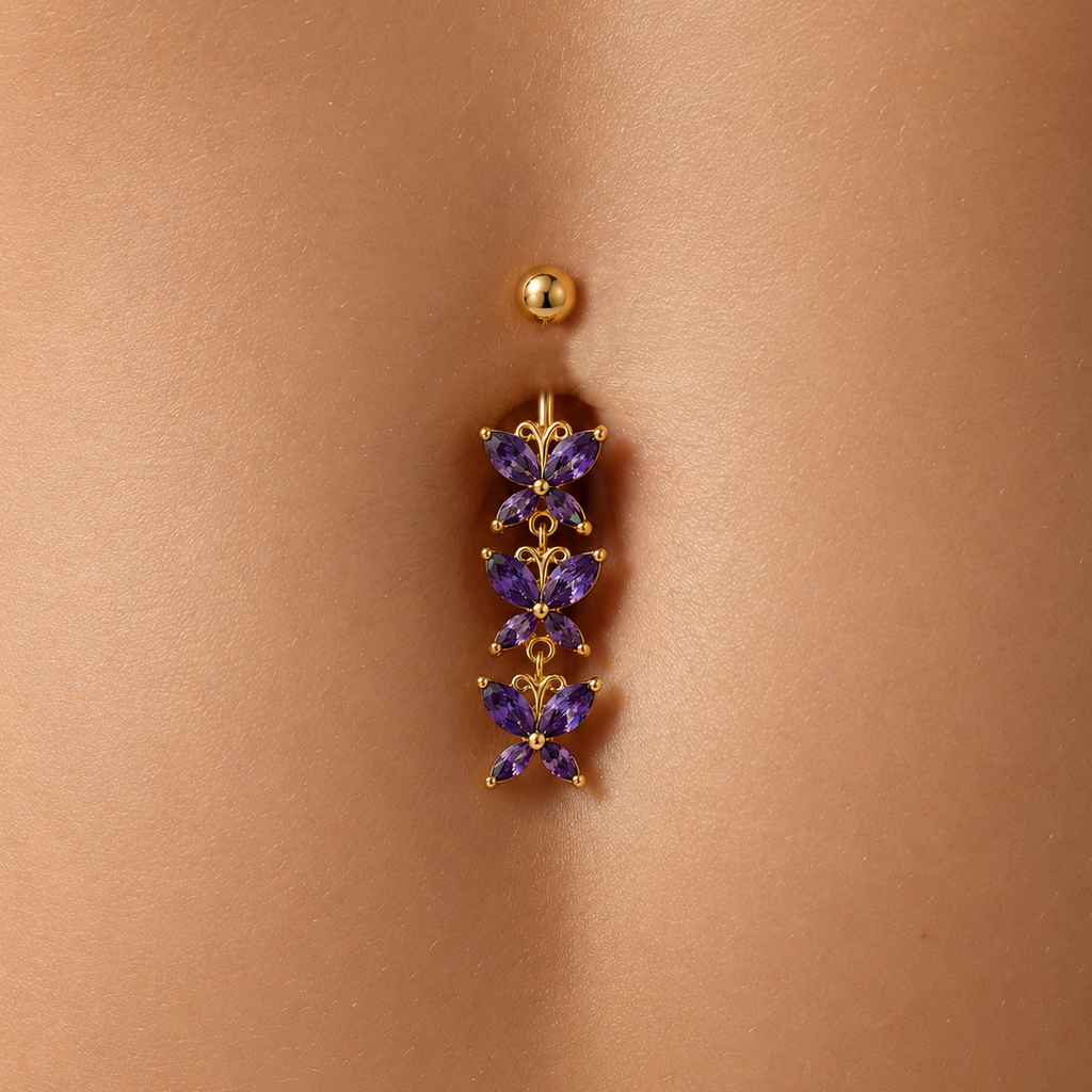 Violet Garden Dangle Belly Ring