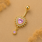 Golden Rose Heart Dangle Belly Ring