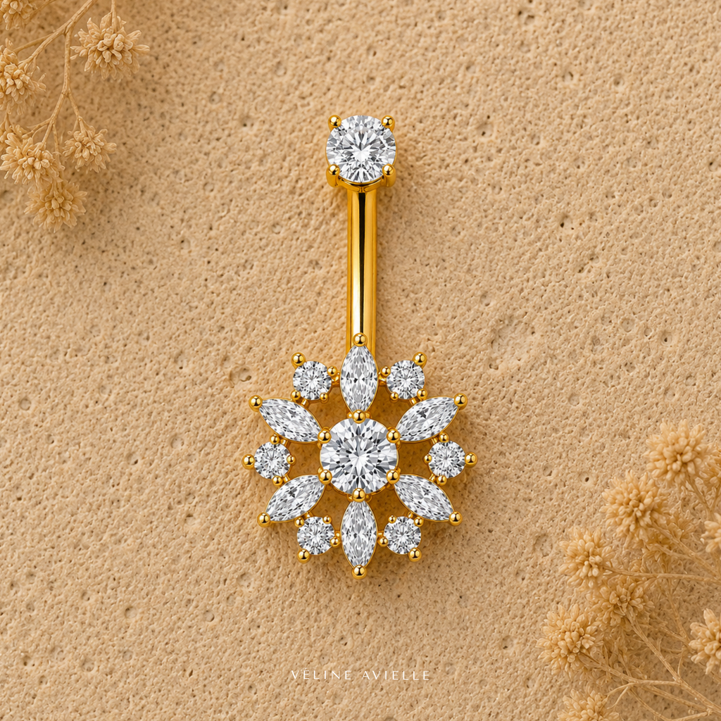 Golden Sun Bloom Belly Ring