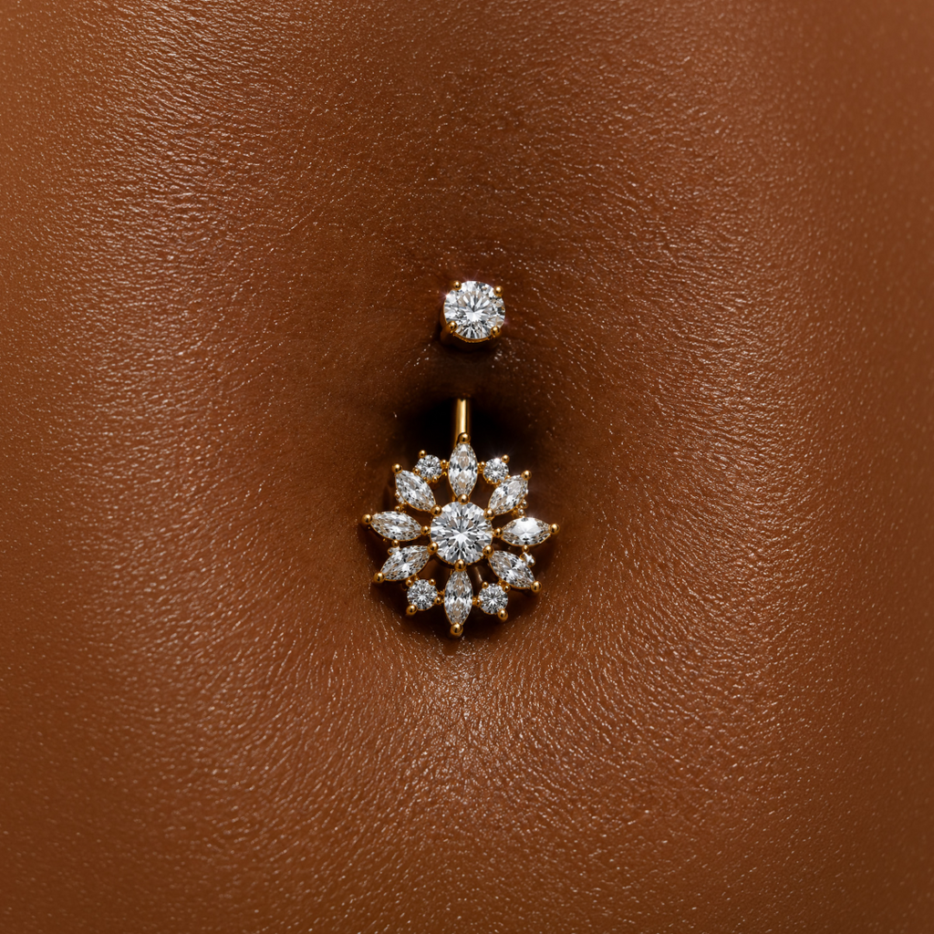 Golden Sun Bloom Belly Ring