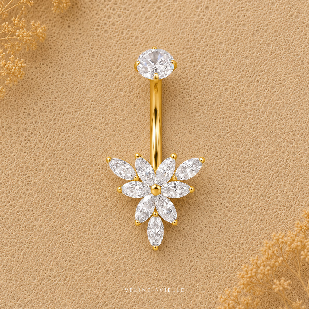 Golden Daisy Bloom Belly Ring