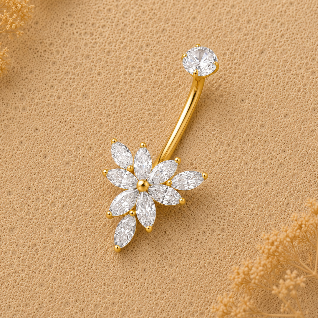 Golden Daisy Bloom Belly Ring