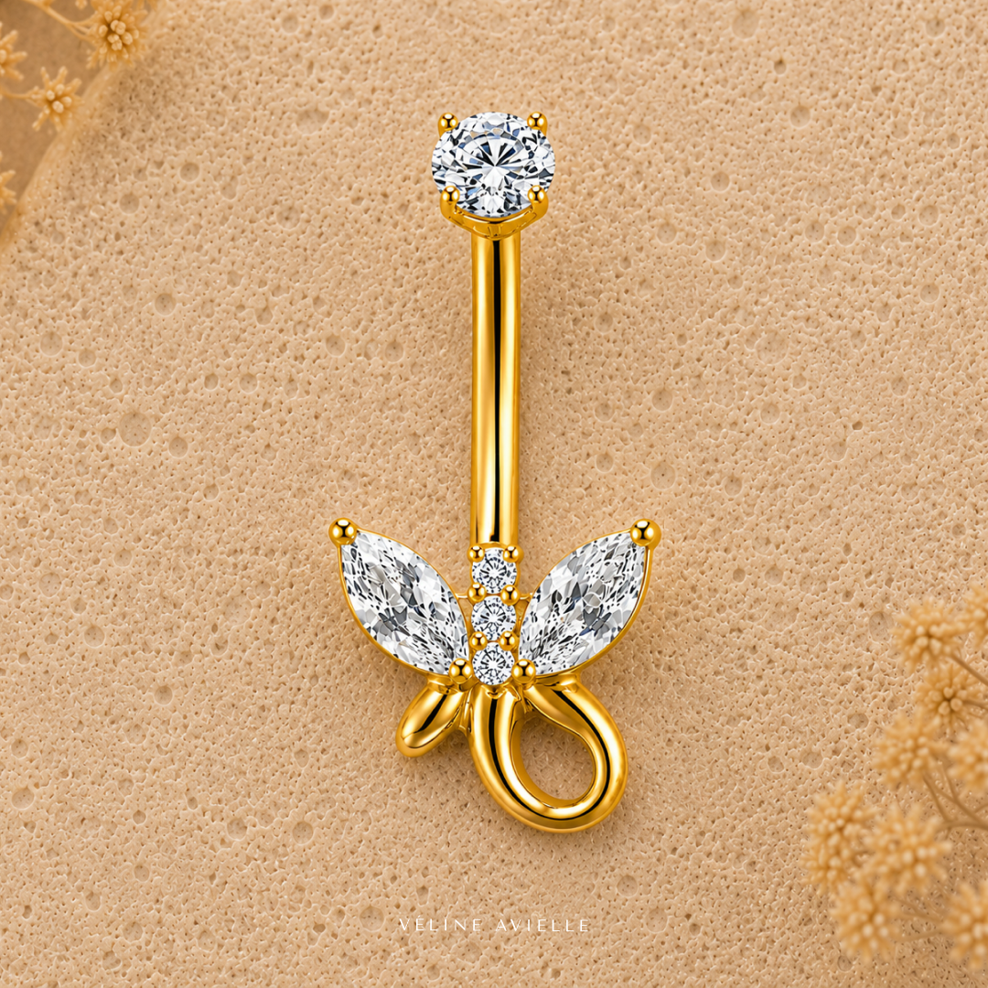 Golden Butterfly Loop Belly Ring