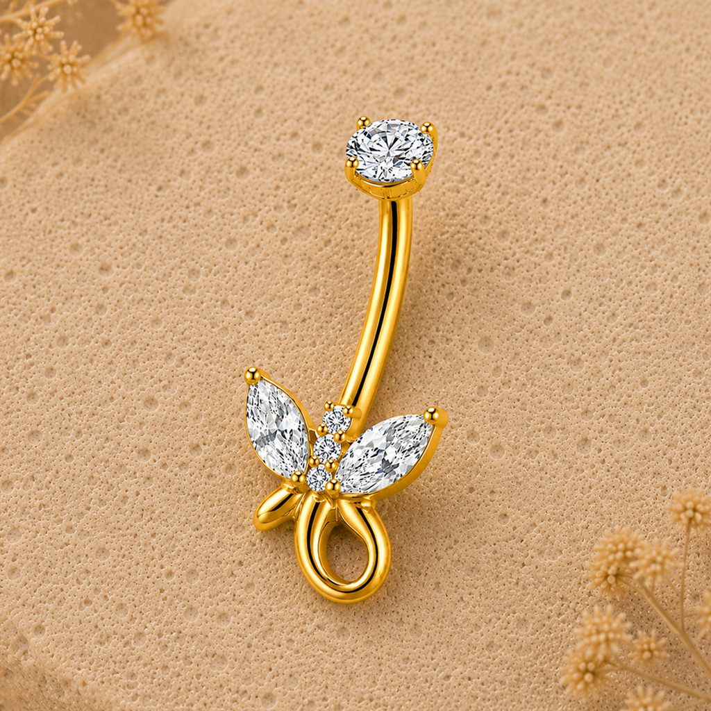 Golden Butterfly Loop Belly Ring