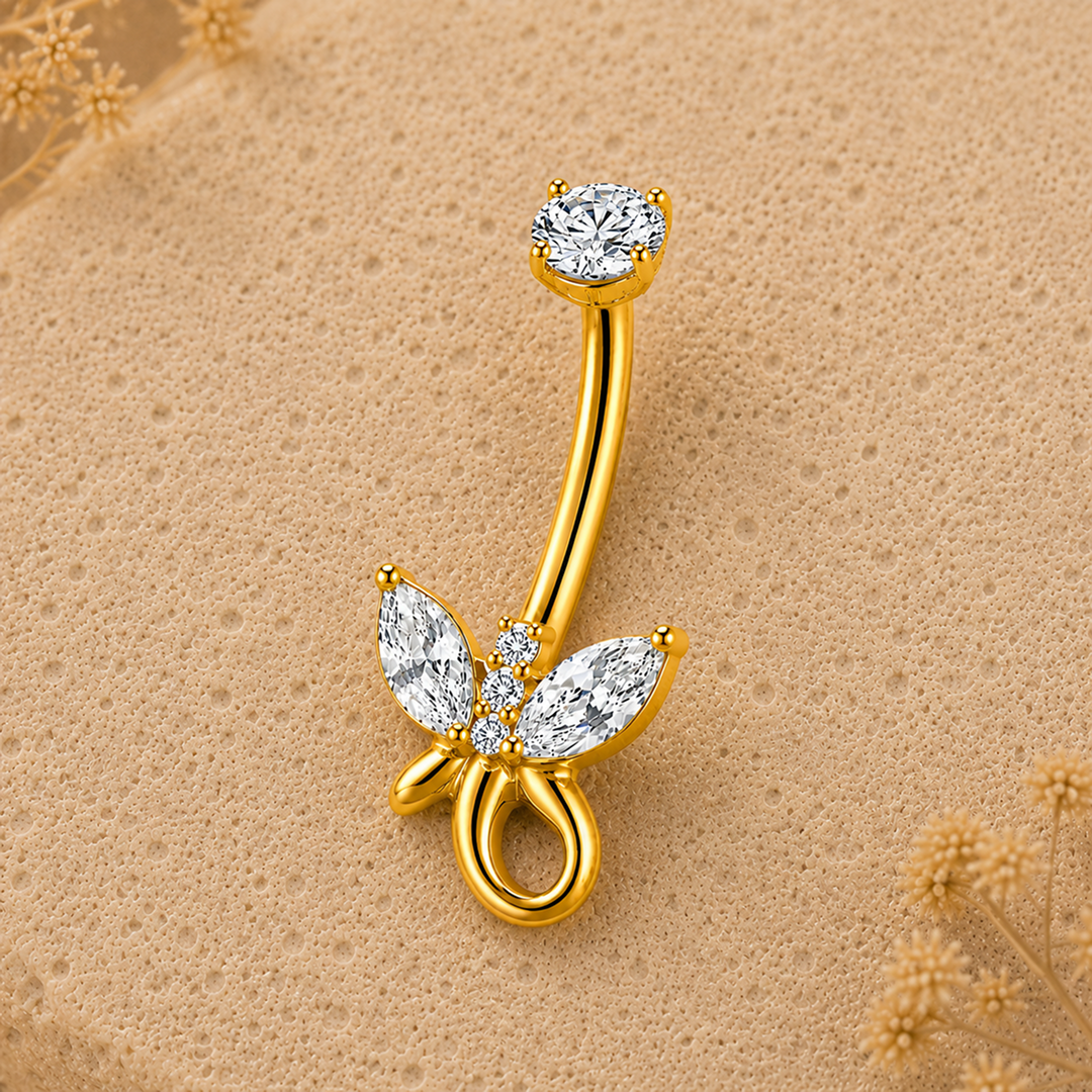 Golden Butterfly Loop Belly Ring
