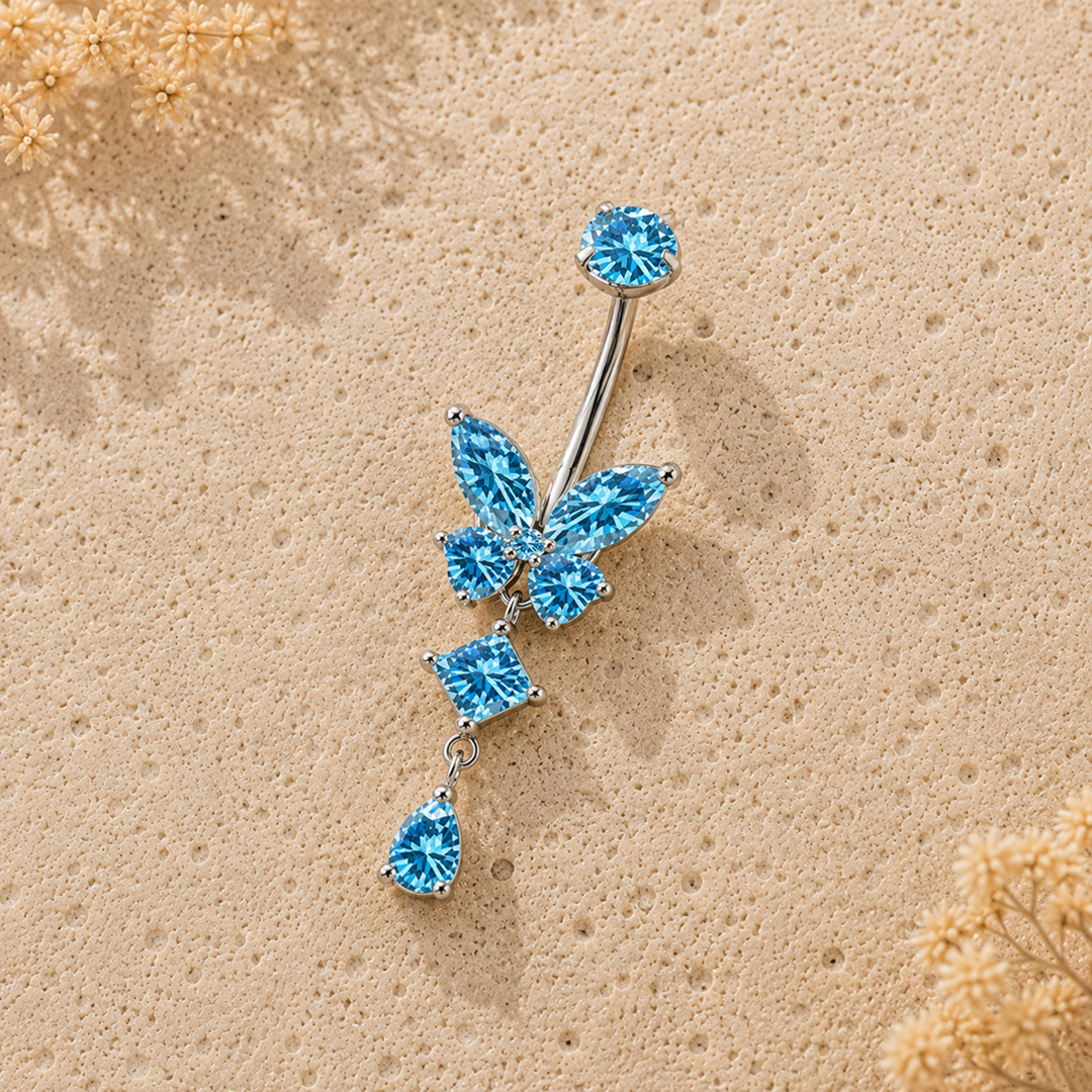 Ocean Butterfly Drop Dangle Belly Ring