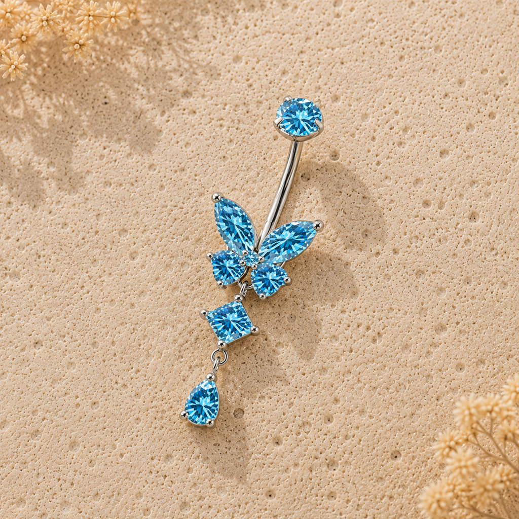 Ocean Butterfly Drop Dangle Belly Ring