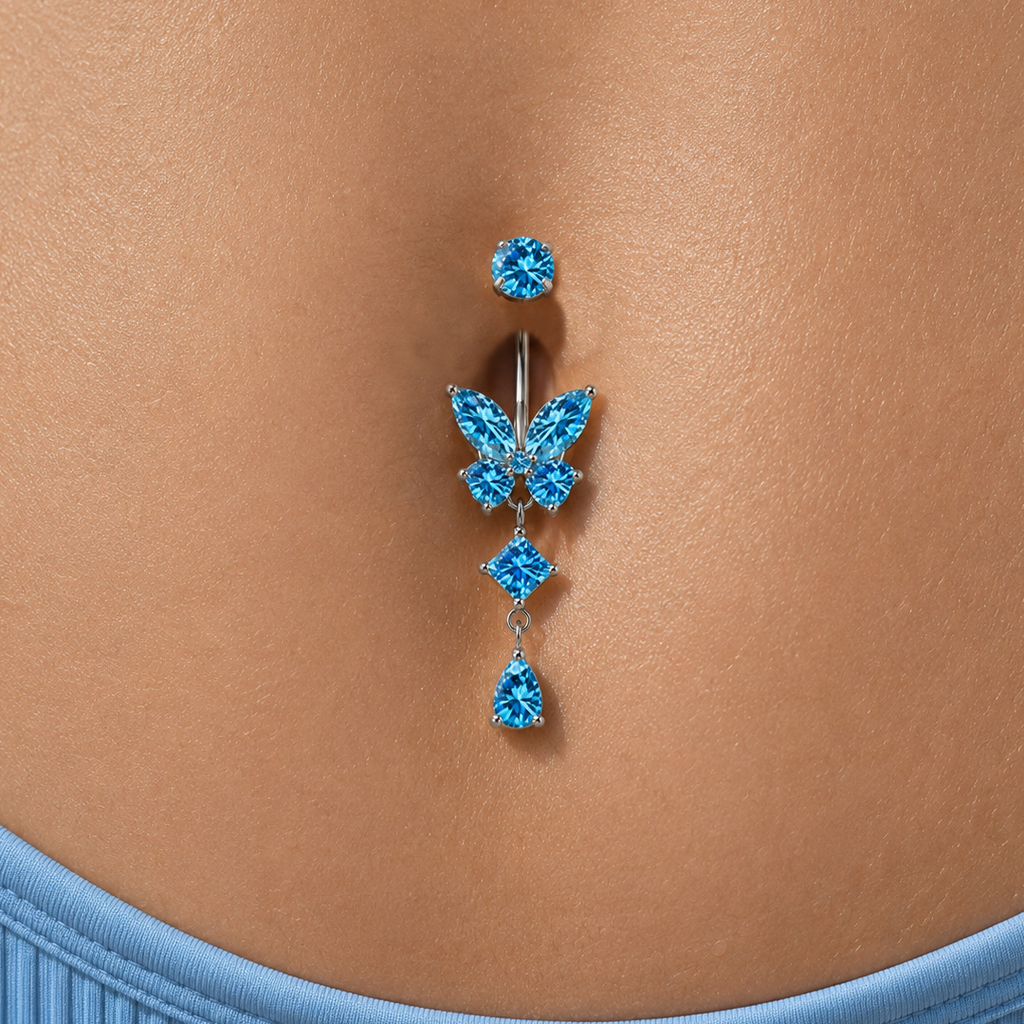 Ocean Butterfly Drop Dangle Belly Ring