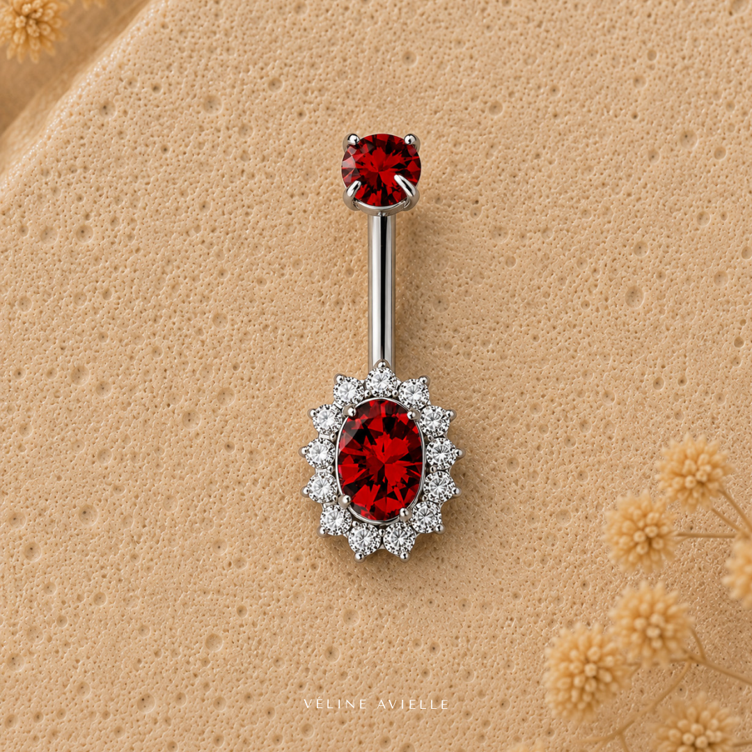 Ruby Sunburst Belly Ring
