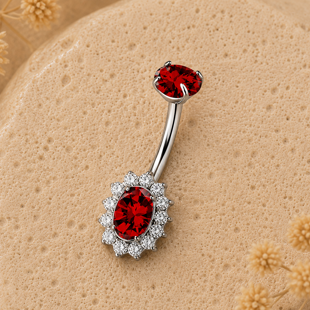 Ruby Sunburst Belly Ring
