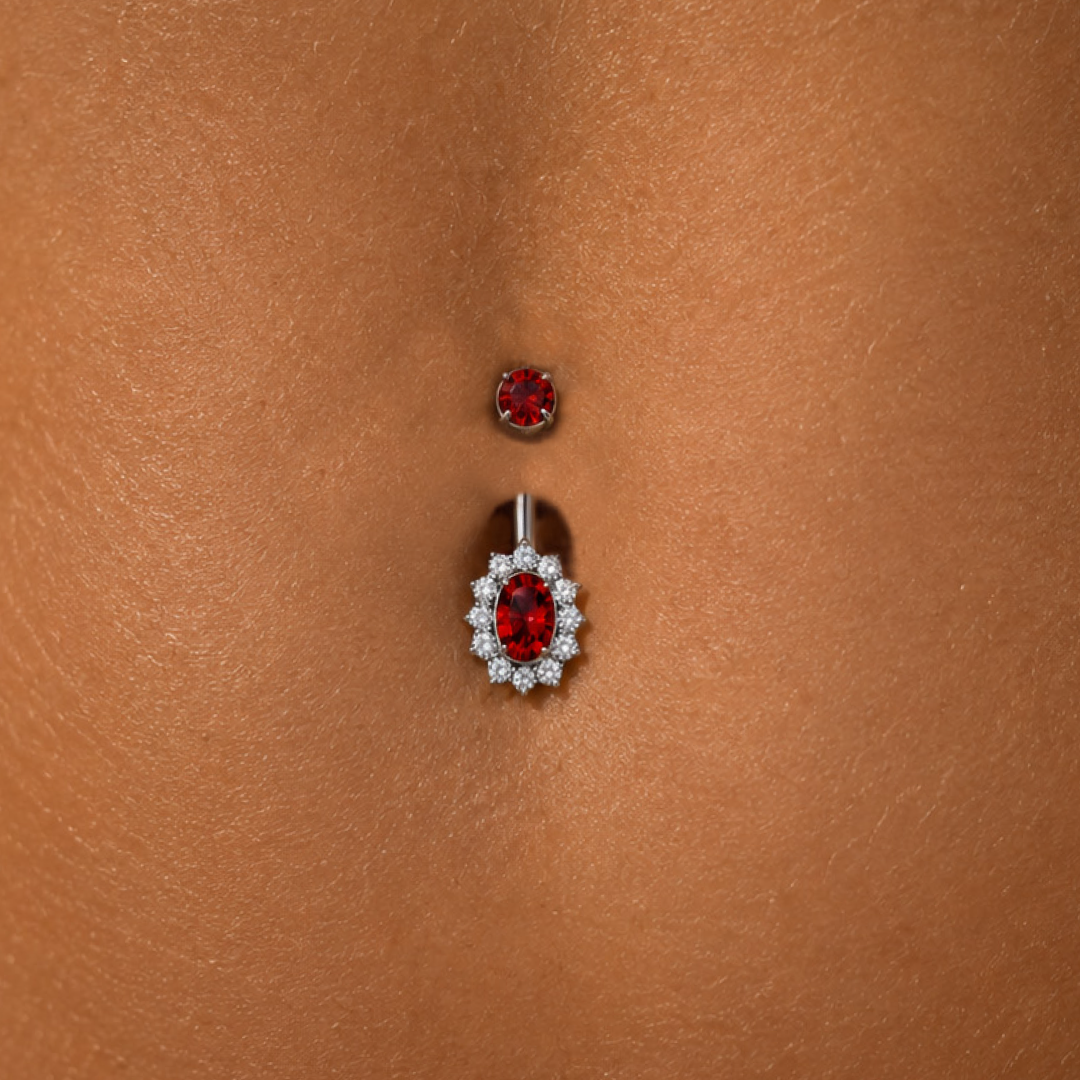Ruby Sunburst Belly Ring
