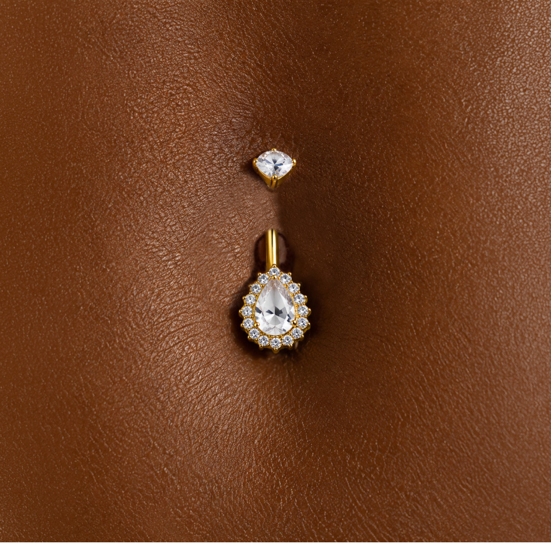 Golden Tear Crown Dangle Belly Ring
