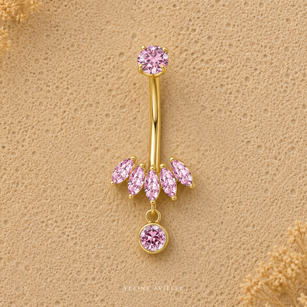 Rose Petal Drop Dangle Belly Ring
