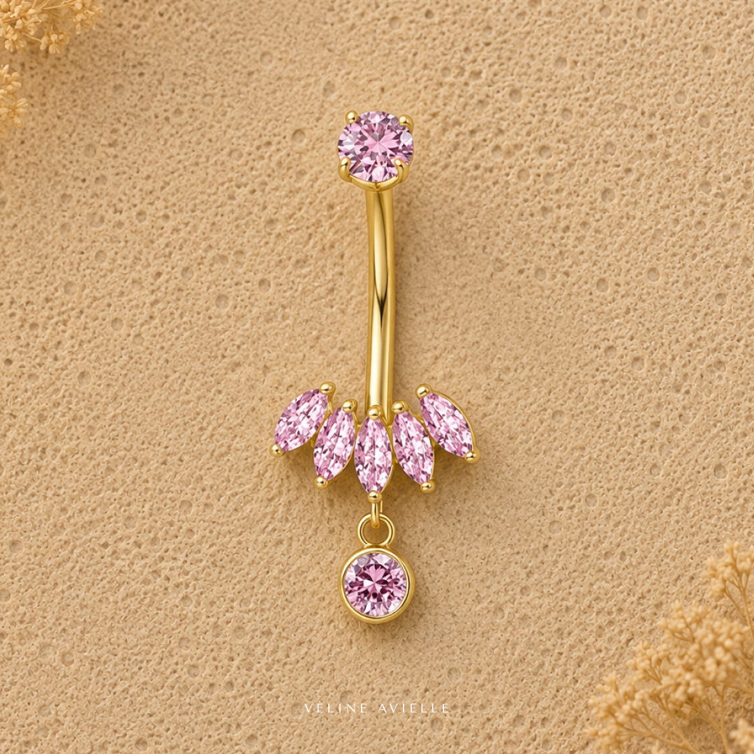 Rose Petal Drop Dangle Belly Ring