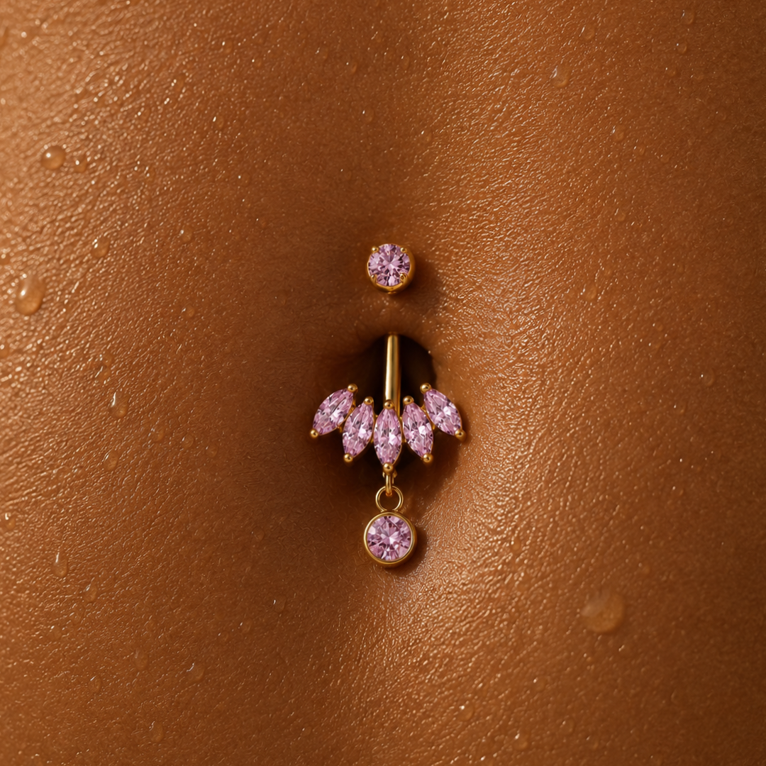 Rose Petal Drop Dangle Belly Ring